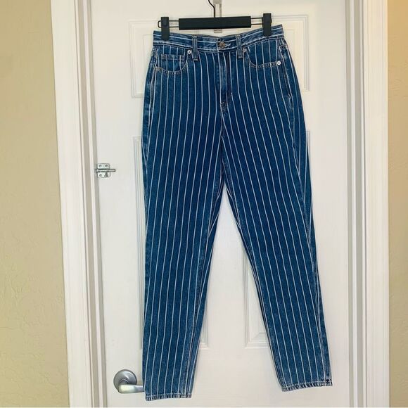 American Eagle Striped Mom Jeans Size 0 - Picture 1 of 10